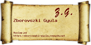 Zborovszki Gyula névjegykártya